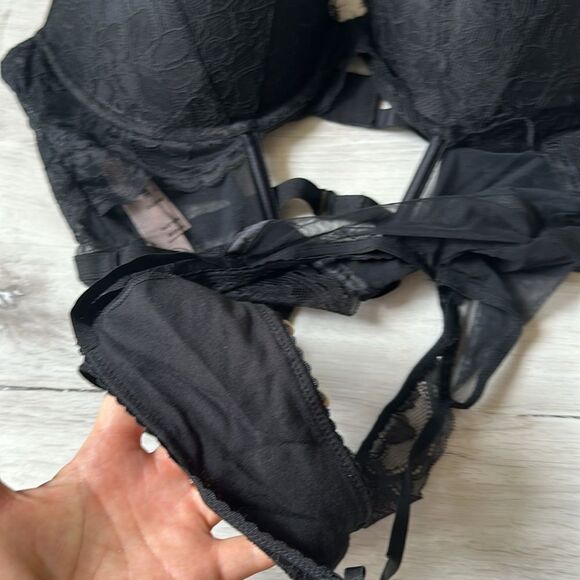 Victoria’s Secret Chain Strap‎ Lace Push-Up Teddy size 2 XL black NWT in pkg - Picture 6 of 8
